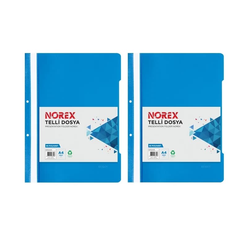 NOREX TELLİ DOSYA MAVİ 50 Lİ