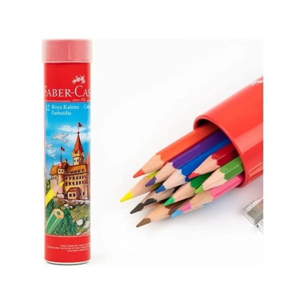 Faber-Castell Kuru Boya Red Line Metal Tüp Kutu Tam Boy 12 Renk Kalemtraş Hediyeli 5173 116512