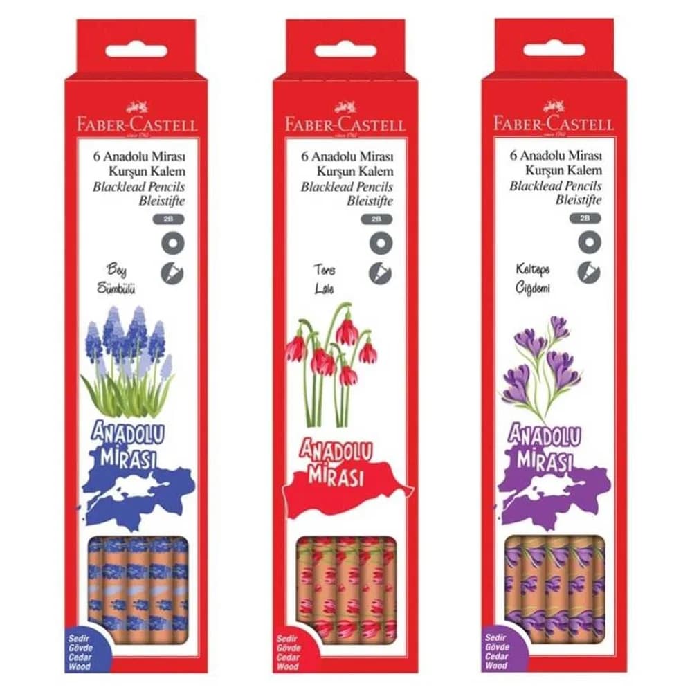 Faber-Castell Anadolu Mirası Çiçekler 6lı 2B Kurşun Kalem