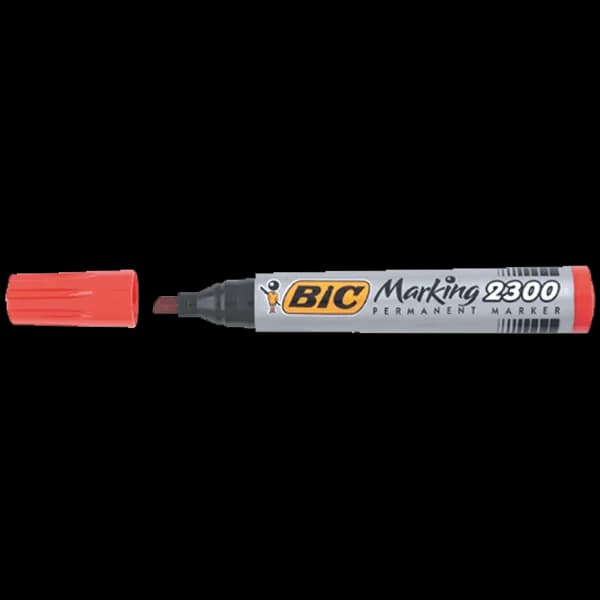 Bic Markör Permanent Kesik Uçlu Kırmızı 2300 03