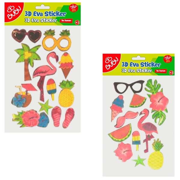 Bu-Bu 3D Eva Simli Sticker Yaz Zamanı 24 Lü Bubu-sts046