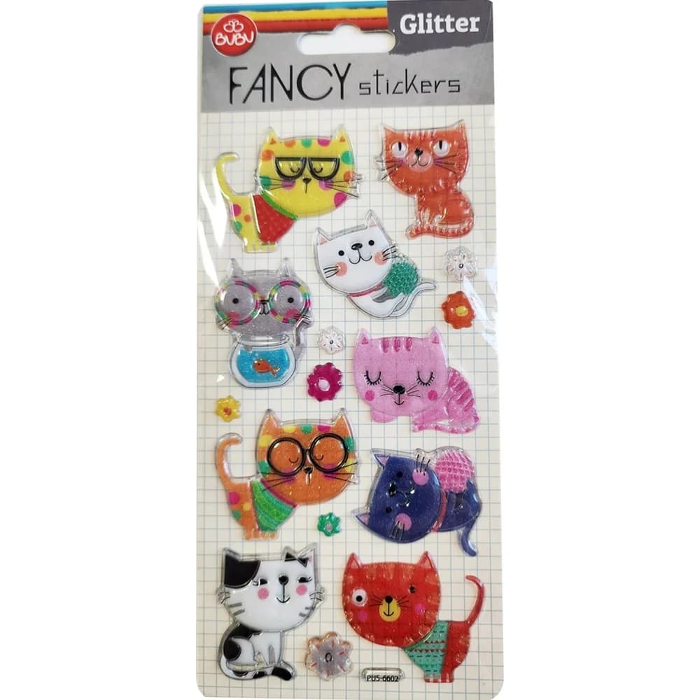 Bu-Bu Damla Stickers Glıtter Kedi 9x20 BUBU-PUS-6602