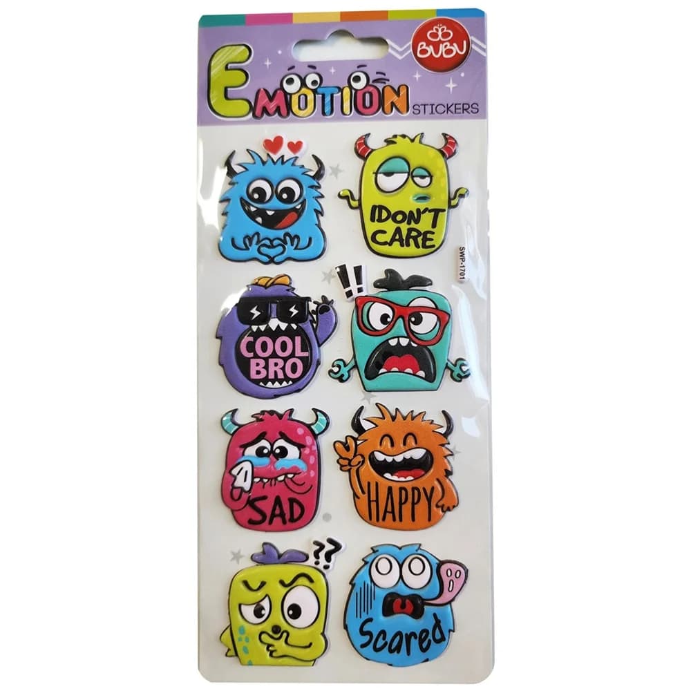 Bu-Bu Ebu-bu Emotıons Puffy Stickers Monsters 9x21 BUBU-SWP-1701