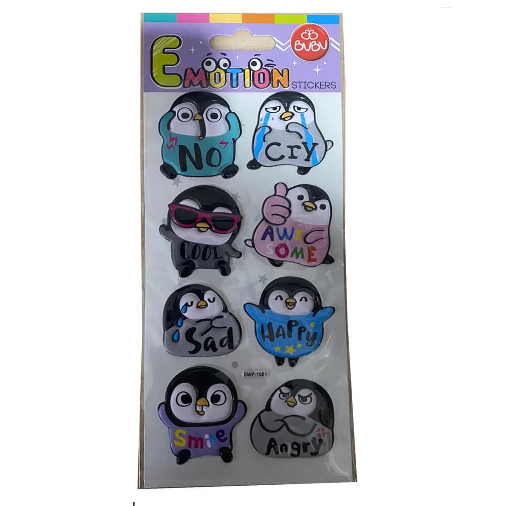 Bu-Bu Emotıons Puffy Stıck Penguın &amp; Message 9x21 BUBU-SWP-1901