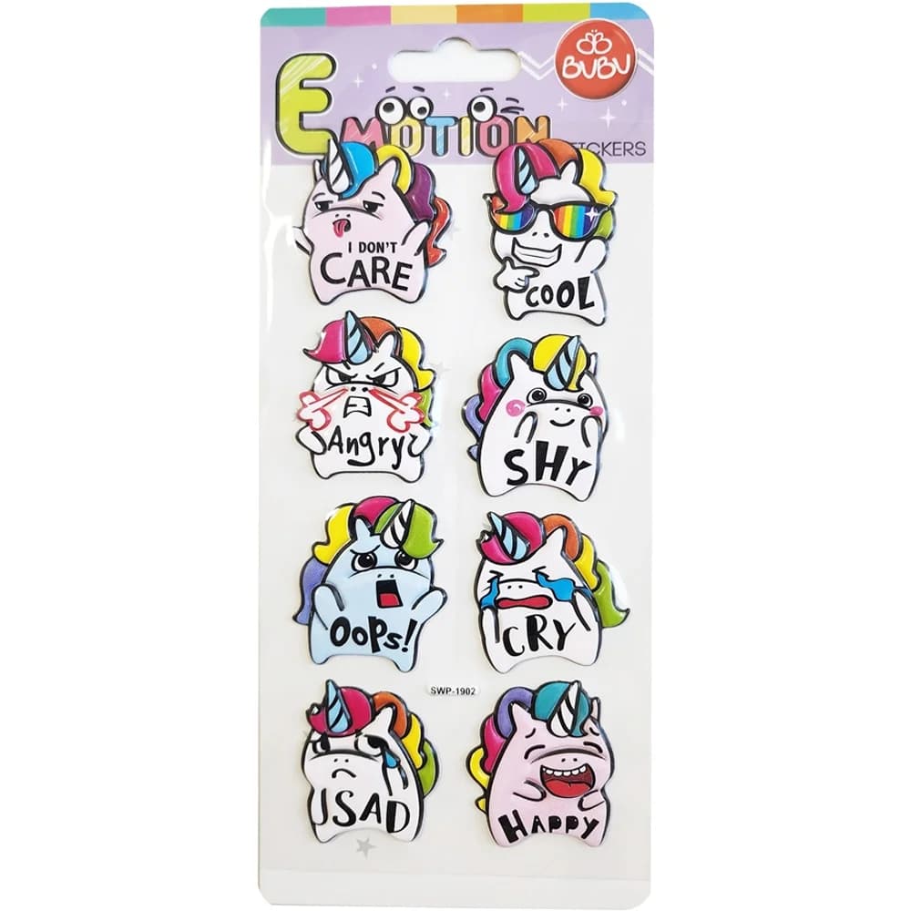 Bu-Bu Emotıons Puffy Stıck Unıcorn &amp; Message 9x21 BUBU-SWP-1902