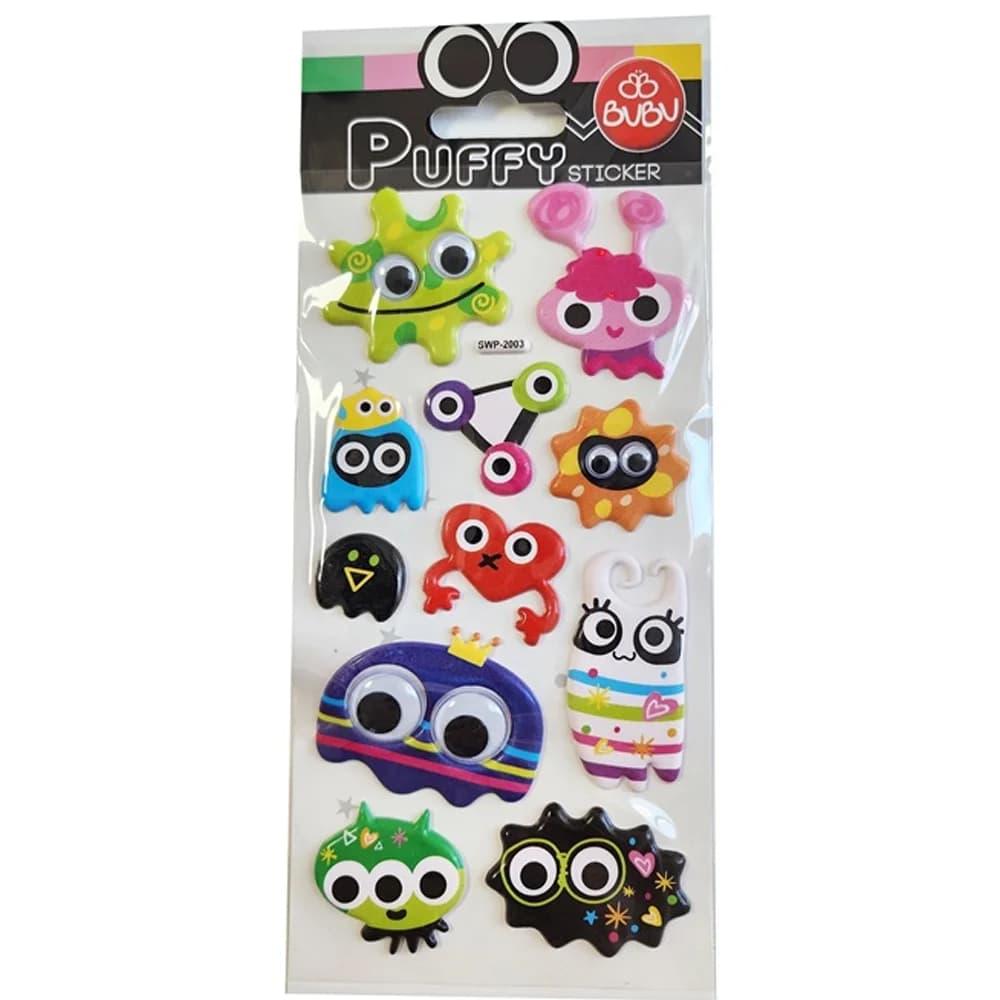 Bu-Bu Puffy Stickers Oynar Gözlü Monsters 9x21 (S) BUBU-SWP-2003