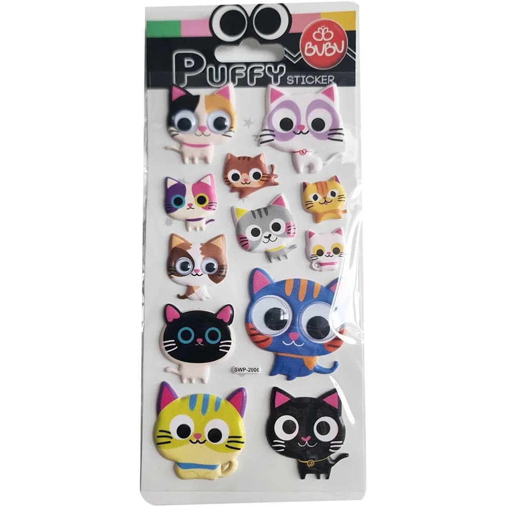 Bu-Bu Puffy Stickers Oynar Gözlü Kediler 9x21 BUBU-SWP-2006