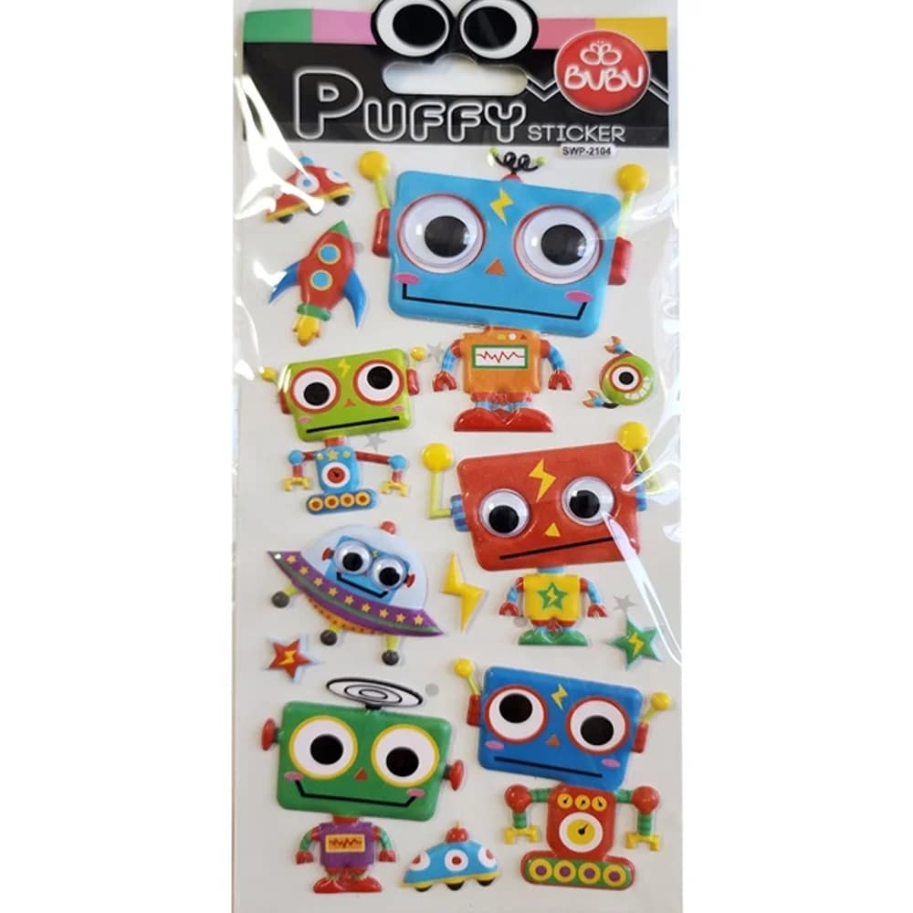 Bu-Bu Puffy Stickers Oynar Gözlü Robotlar 9x21 BUBU-SWP-2104