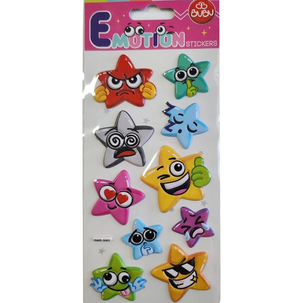 Bu-Bu Emotıons Puffy Stickers Yıldızlar 9x21 BUBU-SWP-3002