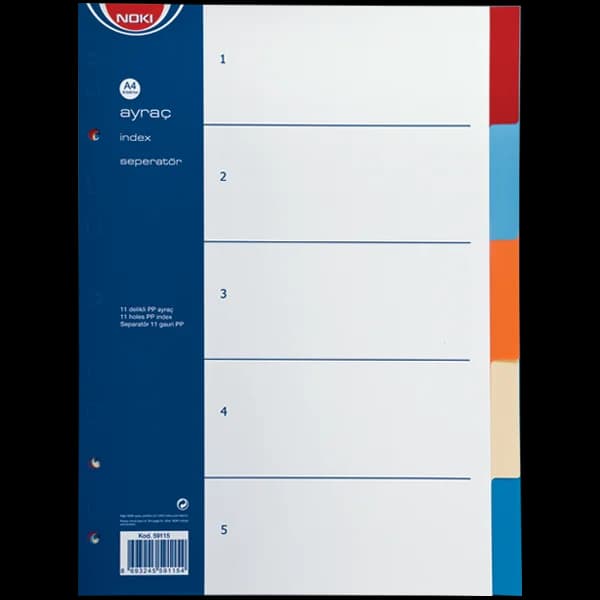 Noki Seperatör 5 Renkli Plastik A4 59115