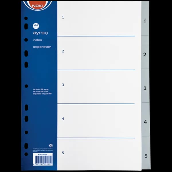Noki Seperatör 1-5 Rakamlı Plastik A4 59205