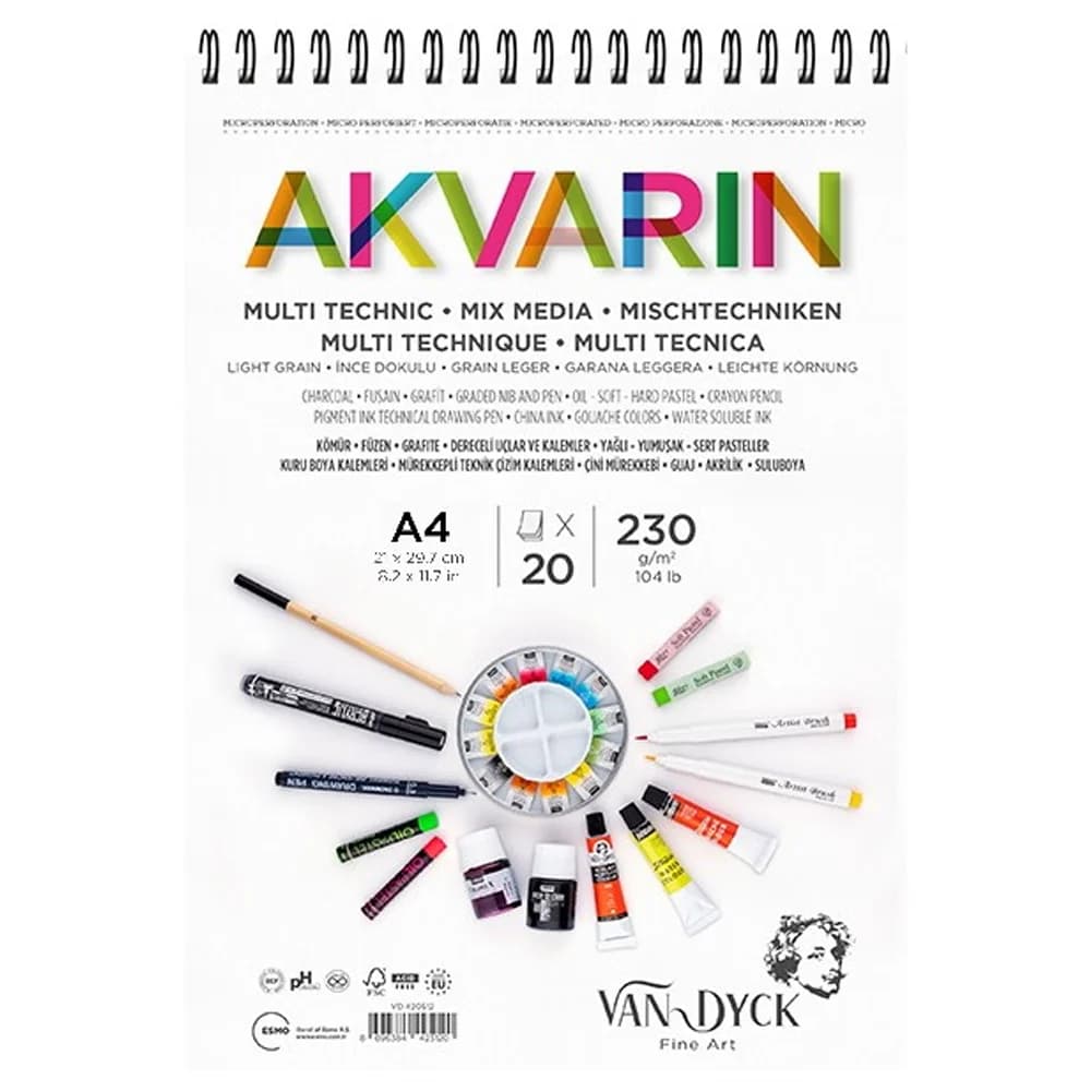 Van Dyck Sulu Boya Blok Multipurpose A5 Üst Sprl 20 YP S.by.blk