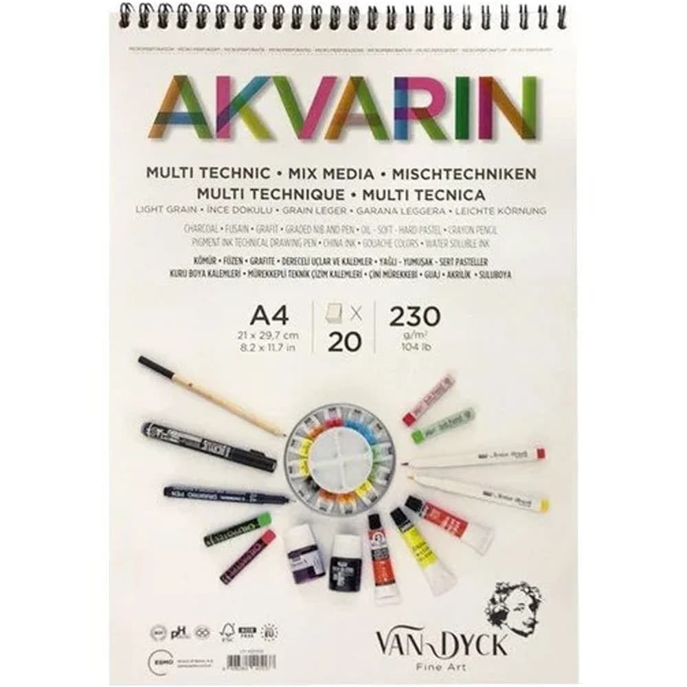 Van Dyck Sulu Boya Blok Multipurpose A4 Üst Sprl 20 YP
