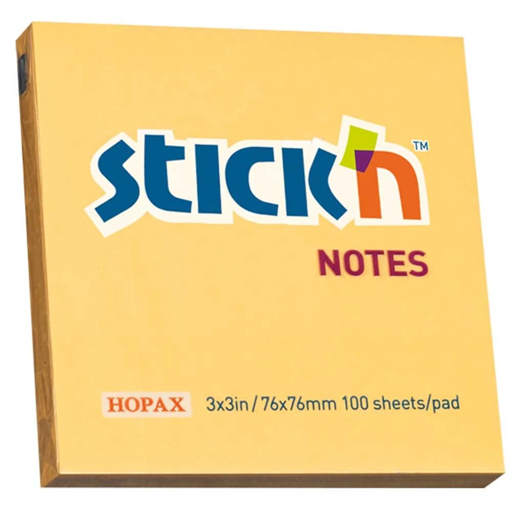 Hopax Stıckn Yapışkanlı Not Kağıdı 100 YP 76x76 Pastel Turuncu HE21391