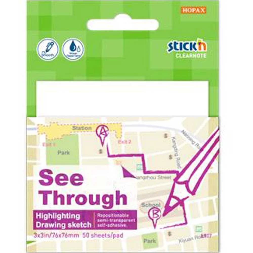 Hopax Stıckn Yapışkanlı Not Kağıdı Yarı Saydam 50 YP 76x76 Beyaz 21712