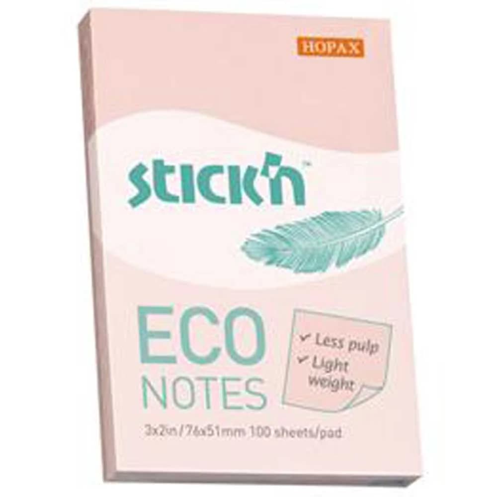 Hopax Stıckn Yapışkanlı Not Kağıdı 100 YP 76x51 Eco Patel Pembe HE21742