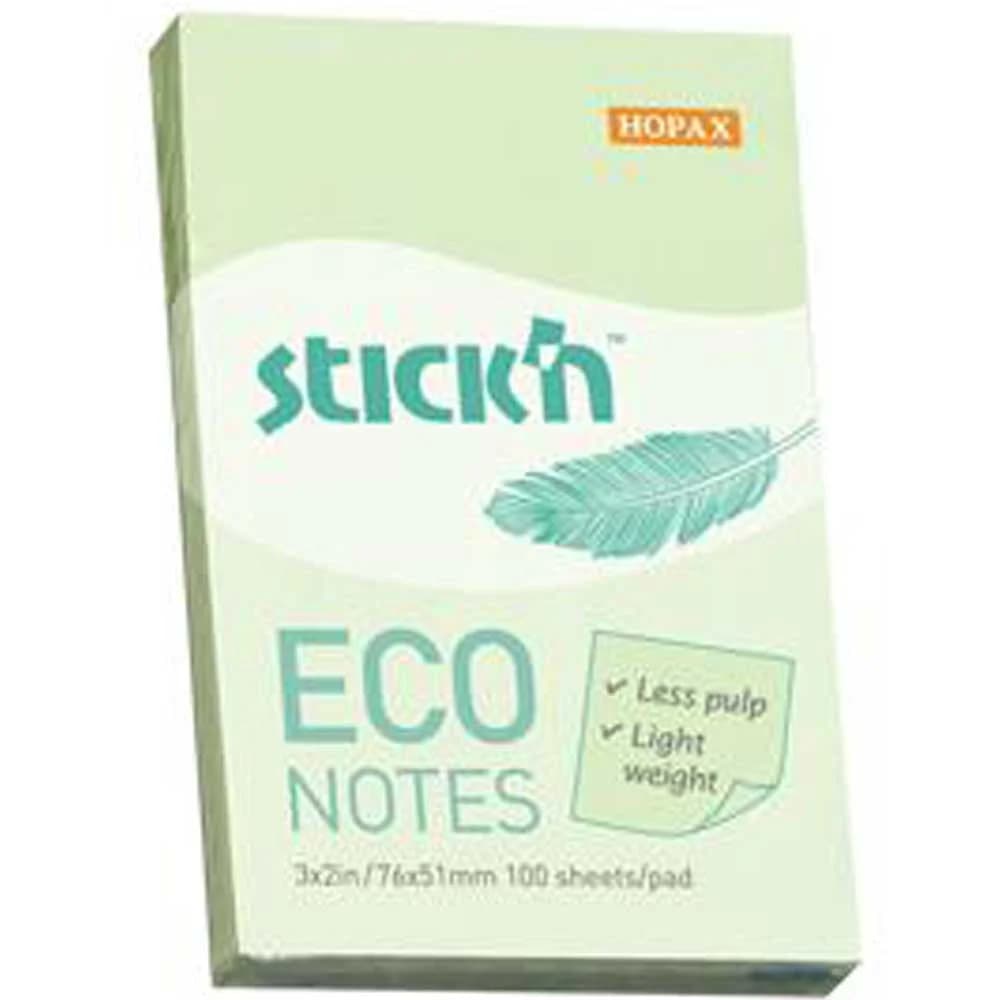 Hopax Stıckn Yapışkanlı Not Kağıdı 100 YP 76x51 Eco Patel Yeşil HE21744