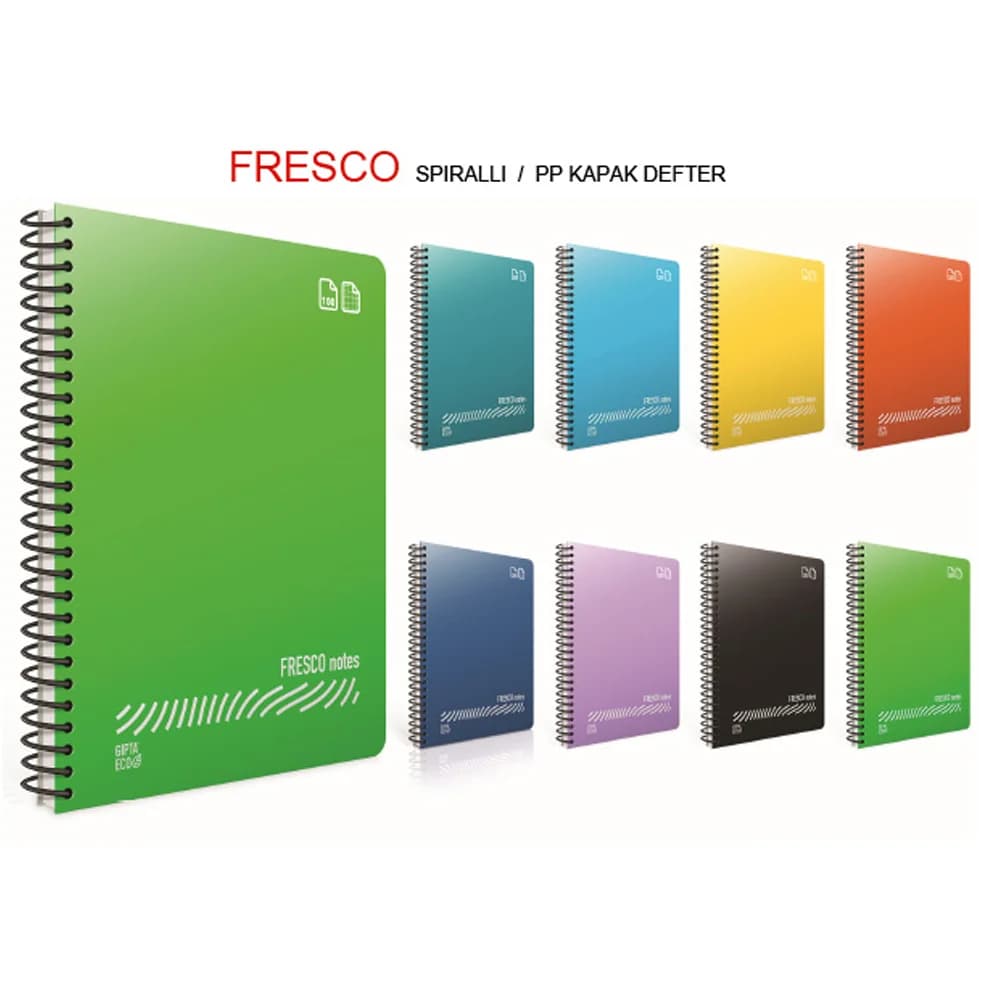 Gıpta Fresco Spiralli Plastik Kapak Defter A4 144 YP Çizgili 4940