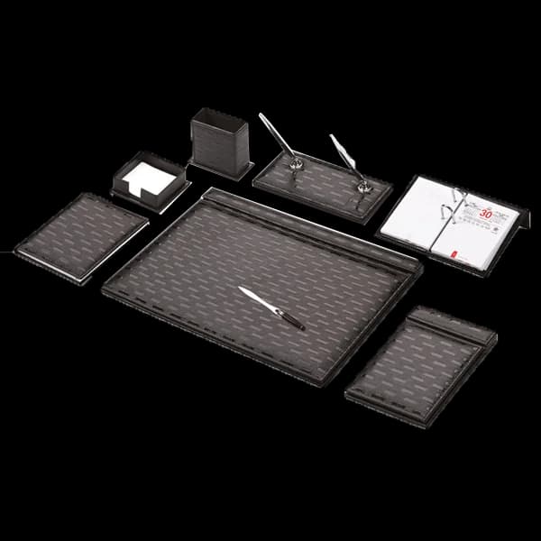 Gülpaş Sümen Takımı 10 Parça Napa Suni Deri Sade Hasır Desenli Siyah 925