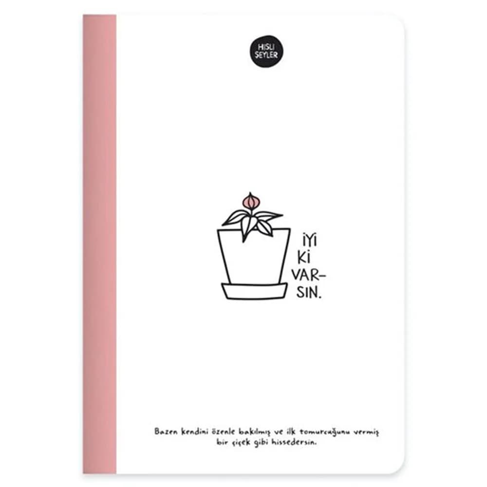 Keskin Color Sert Kapak Cilt Defter Hisli Şeyler 14x20 64 YP Çizgili İyi Ki Varsın