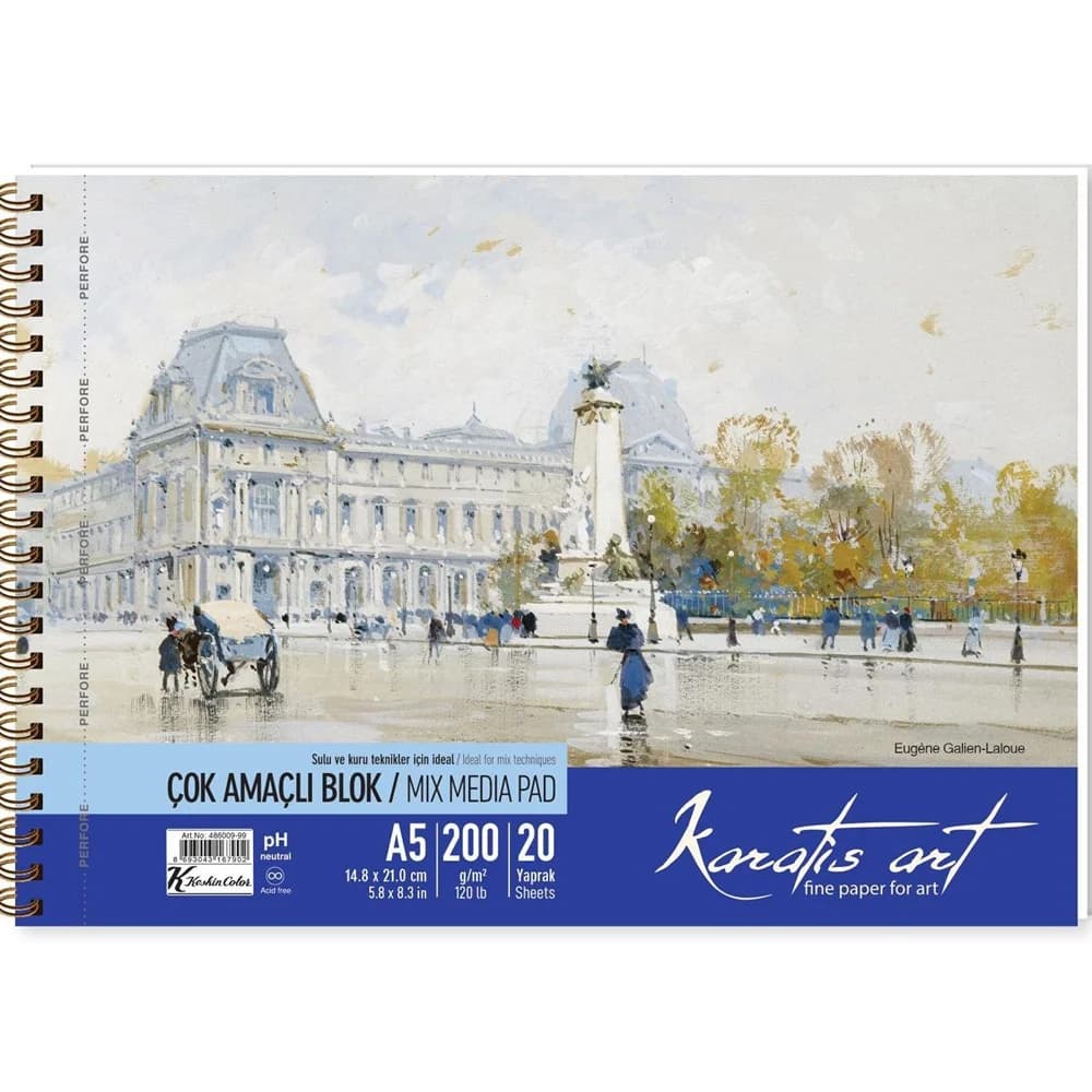 Karatis Resim Blok Spiralli Art 200 GR A5 20 YP 486009-99