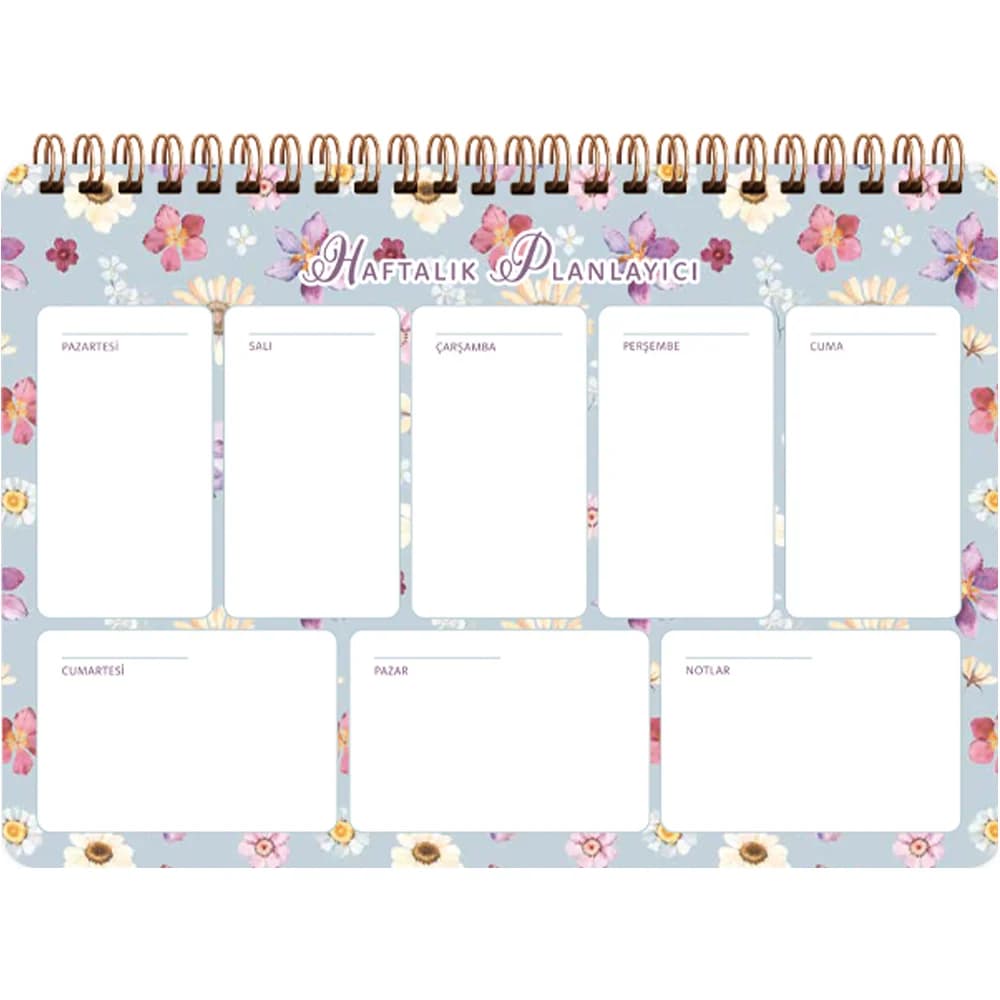 Keskin Color Spiralli Planner Lila Çiçek 17x24