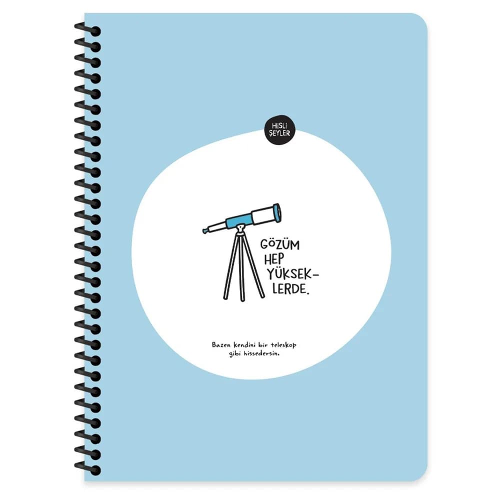 Hisli Şeyler Stickerli Defter Gözüm Yükseklerde 16,5x22,5 80 YP Çiz.