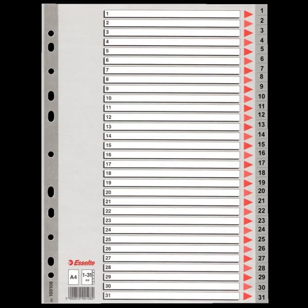 Esselte Seperatör 1-31 Rakamlı Plastik A4 100108