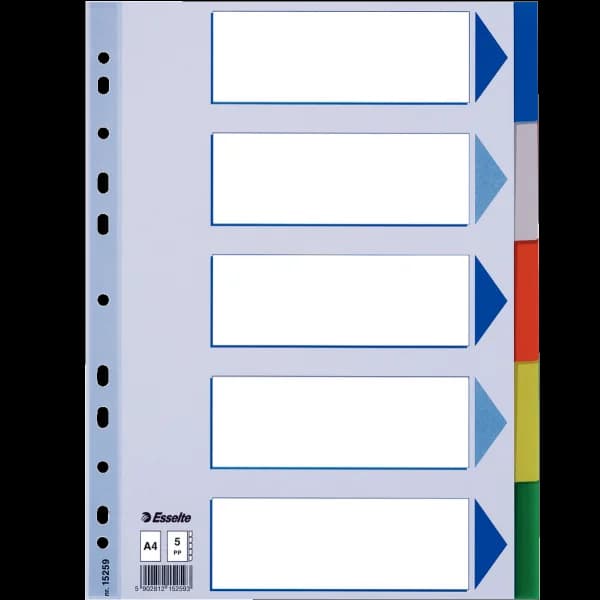 Esselte Seperatör 5 Renkli Plastik A4 15259