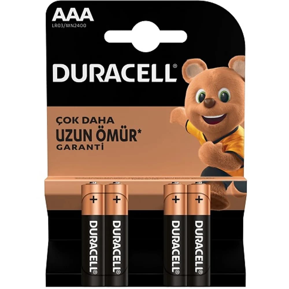Duracell Alkalin İnce Kalem Pil (AAA) 4 LÜ Kartela