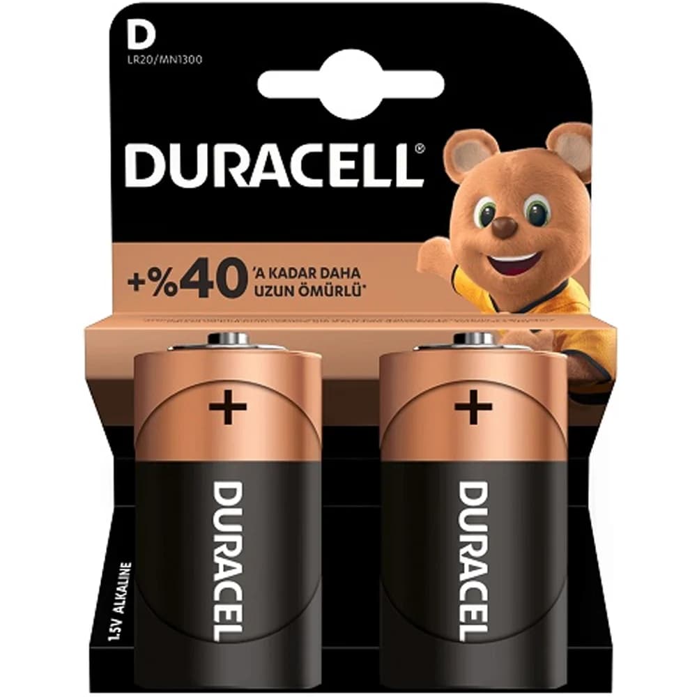 Duracell Alkalin Büyük Boy Pil (D) 2 Lİ Kartela
