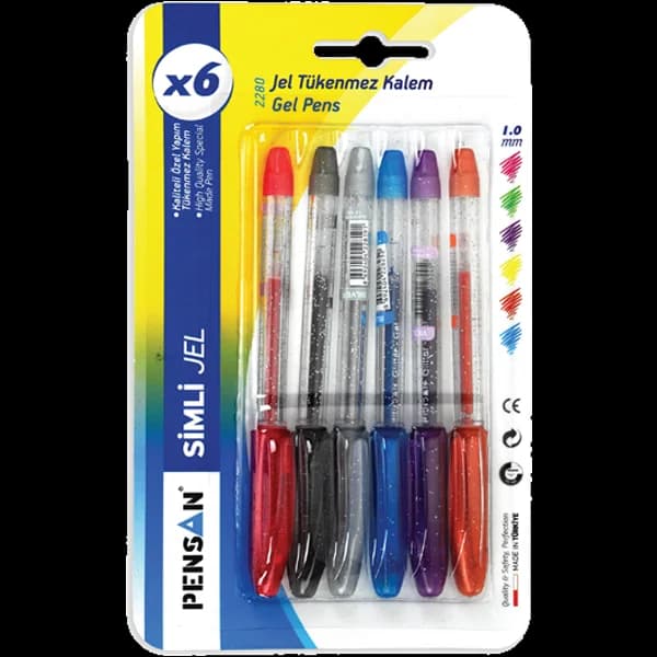 Pensan Tükenmez Kalem Jel Simli 1.0 MM Siyah 2280
