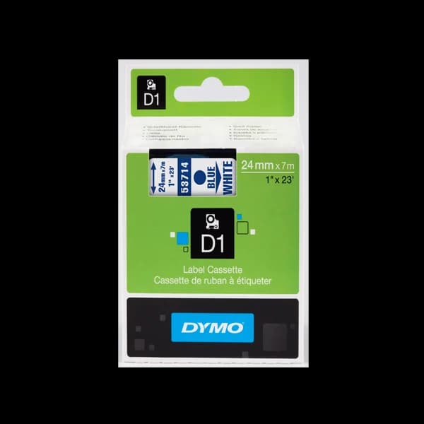 Dymo D1 Şerit Standart 24 MMx7 MT Beyaz Üzerine Mavi 53714