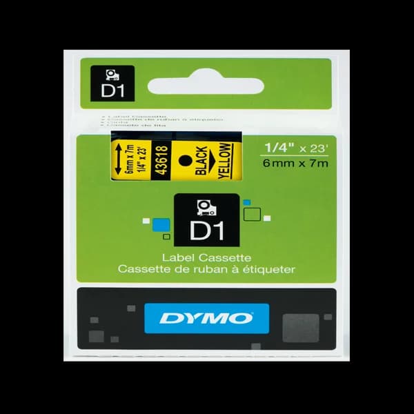 Dymo D1 Şerit Standart 6 MMx7 MT Sarı Üzerine Siyah 43618 S0720790