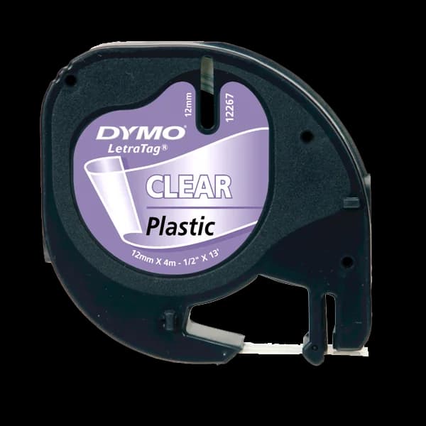 Dymo Letratag Şerit Plastik 12 MMx4 MT Şeffaf Üzerine Siyah 12267