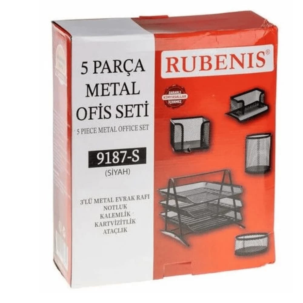Rubenis Ofis Seti Metal 5 Parça Siyah 9187-S