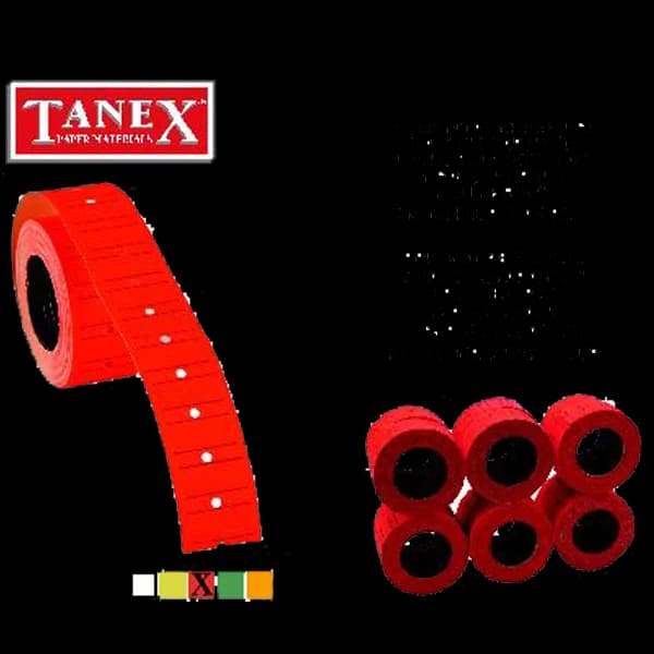 Tanex Fiyat Etiketi Çizgili 12x21 Fosforlu Kırmızı