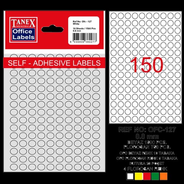 Tanex Ofis Etiketi Beyaz Ofc-127