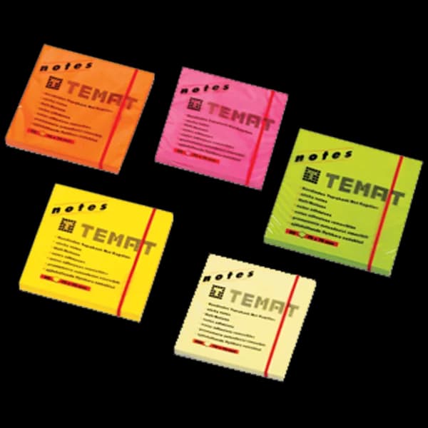 Temat Yapışkanlı Not Kağıdı 75x75 MM Fosforlu Pembe 10612