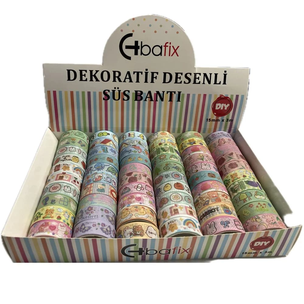 Bafix Desenli Bant Dekoratif Süs Bantı 15 MM x 3 MT 60 LI BFX-DEB0004