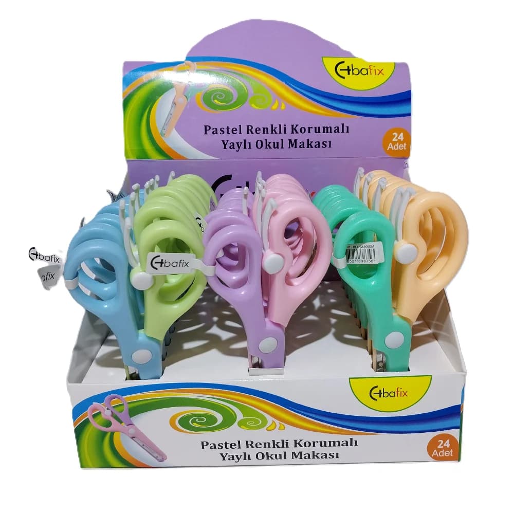 Bafix Okul Makası Korumalı Yaylı 13,5 Cm Pastel Renkli BFX-SA2050M