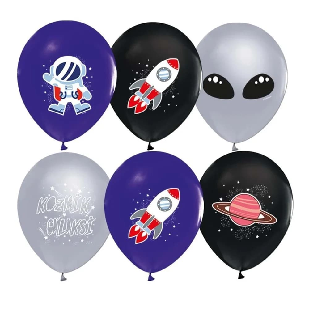 Balonevi Balon 4+1 Kozmik Galaksi Baskılı 12" 8 Li