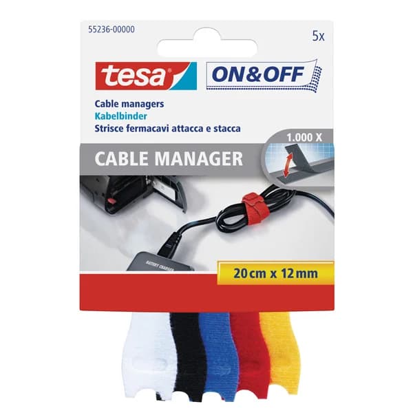 Tesa Kablo On &amp; Off Organizatörü Renkli 5 Lİ 0.2 M 12 MM 55236-00000-01
