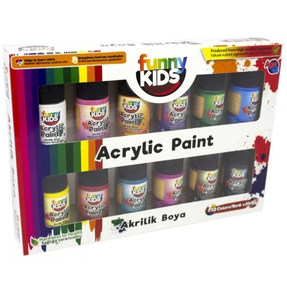Funny Kids Akrilik Boya 12 Li Set 20 ML