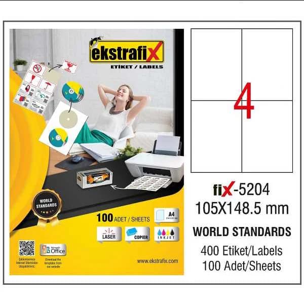 Ekstrafix Laser Etiket 100 YP 105x148.5 Laser-Copy-Inkjet FİX-5204