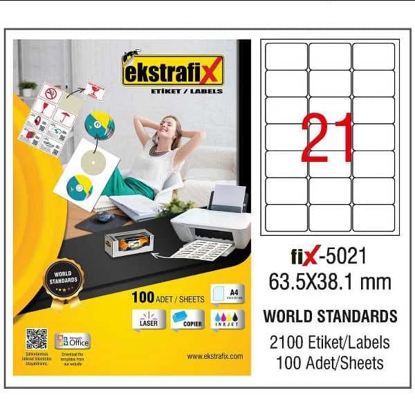 Ekstrafix Laser Etiket 100 YP 63.5x38.1 Laser-Copy-Inkjet FİX-5021