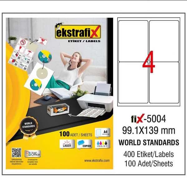 Ekstrafix Laser Etiket 100 YP 99.1x139 Laser-Copy-Inkjet FİX-5004