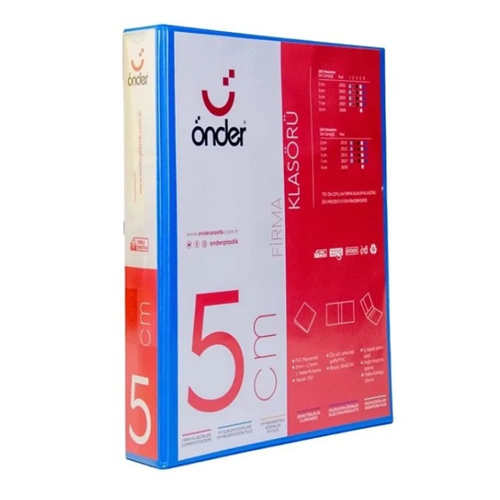 Önder Sunum Klasörü 4 Halkalı 50 MM A4 Mavi 2015-1