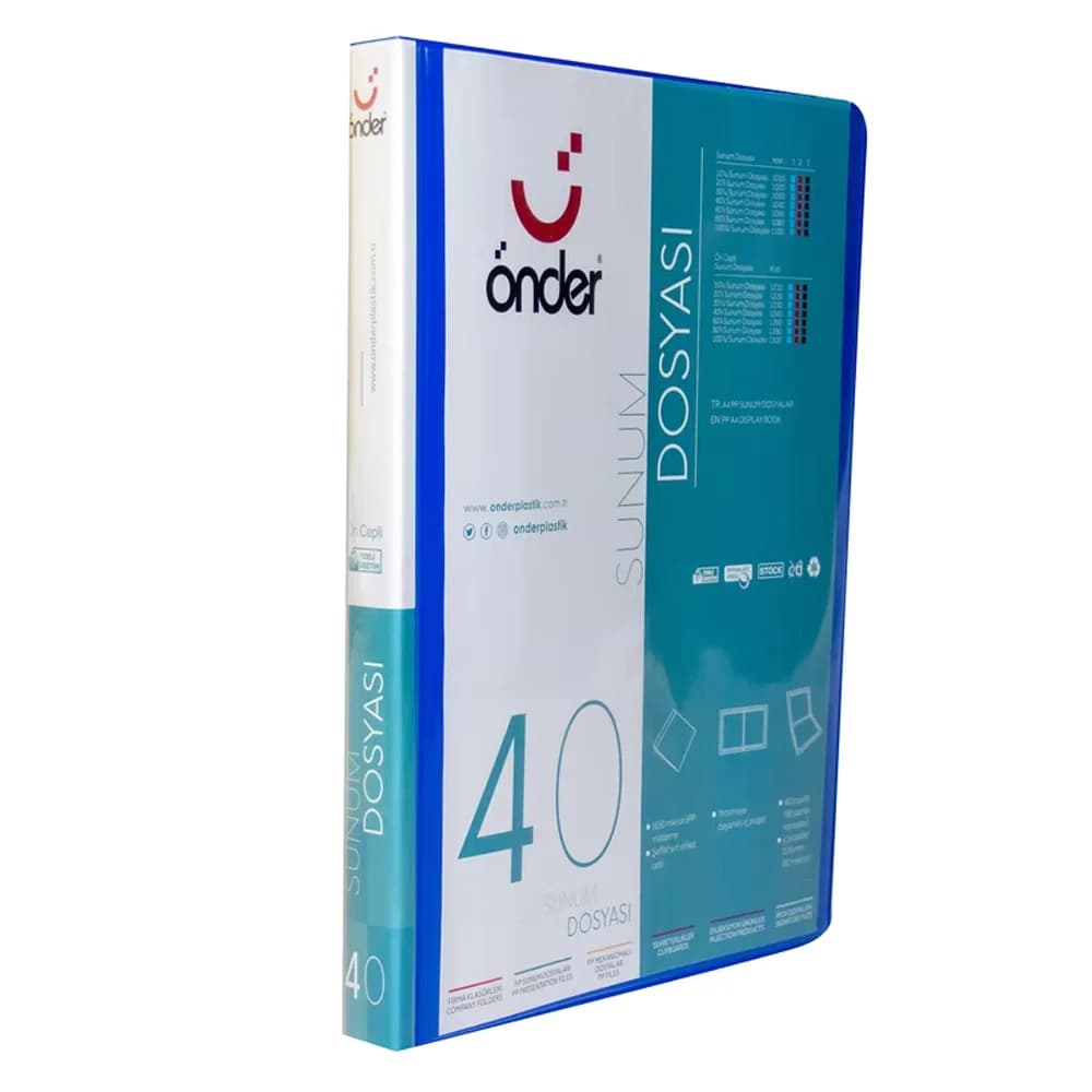 Önder Katalog (Sunum) Dosyası Ön Cepli PP 40 Lı Mavi 1240-1