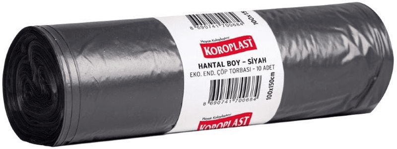 KOROPLAST ÇÖP TORBASI EKO END.SİYAH HANTAL 100x150 10 LU 770 GR 54 MİC. ST01500296